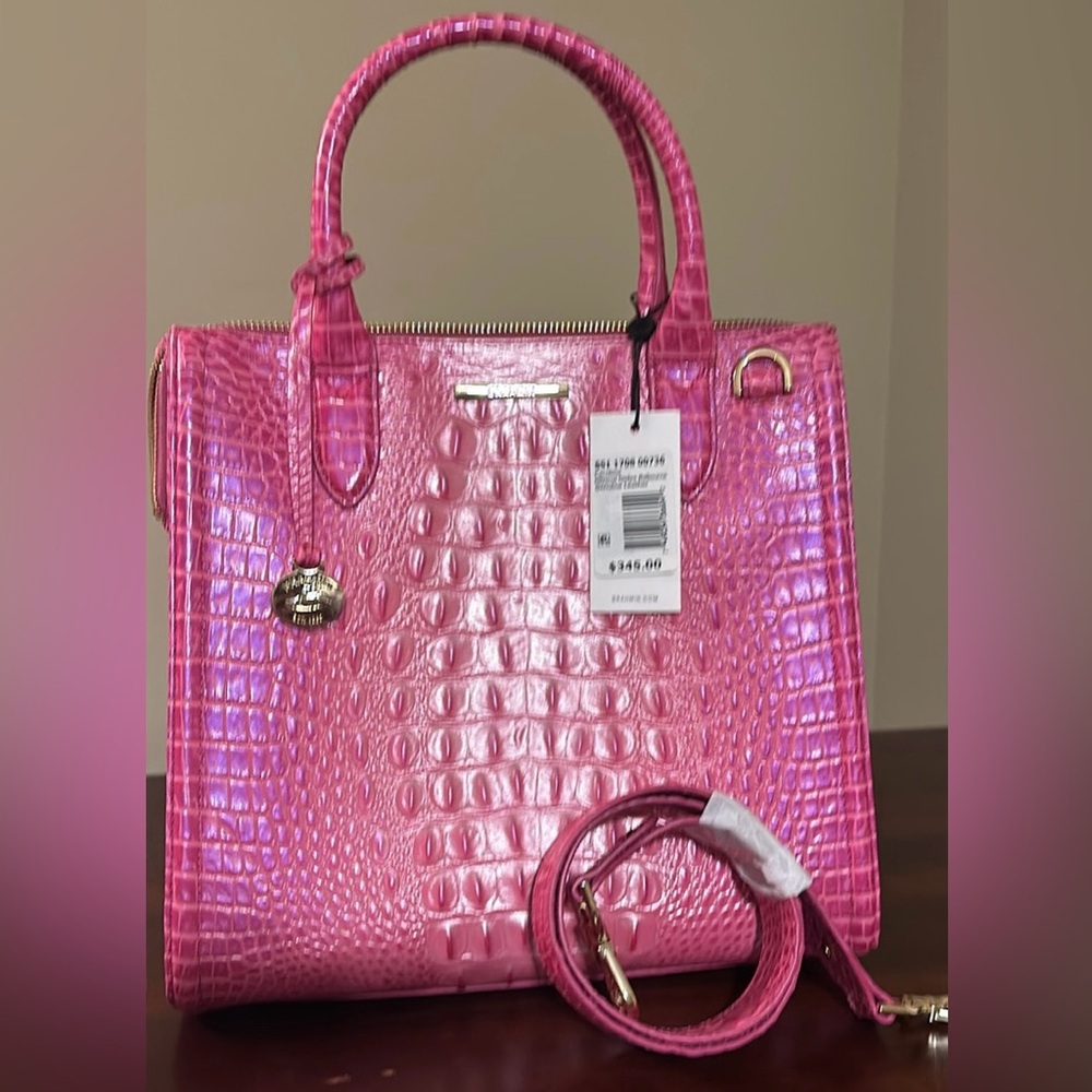 NWT BRAHMIN Marissa Paradise Pink Melbourne Leather Satchel